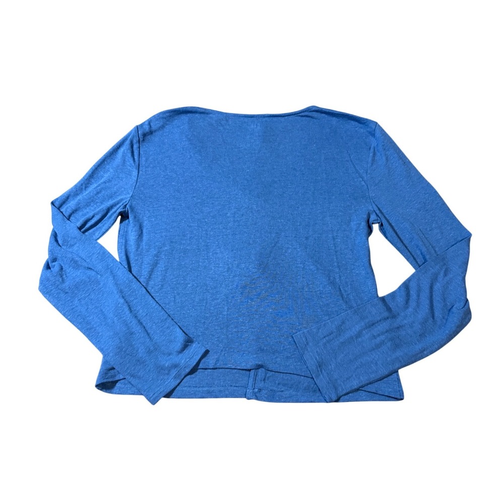 NWT Gap Size Medium Tall Linen Blend Front Cardigan Shirt Long Sleeve Royal Blue - Picture 8 of 8